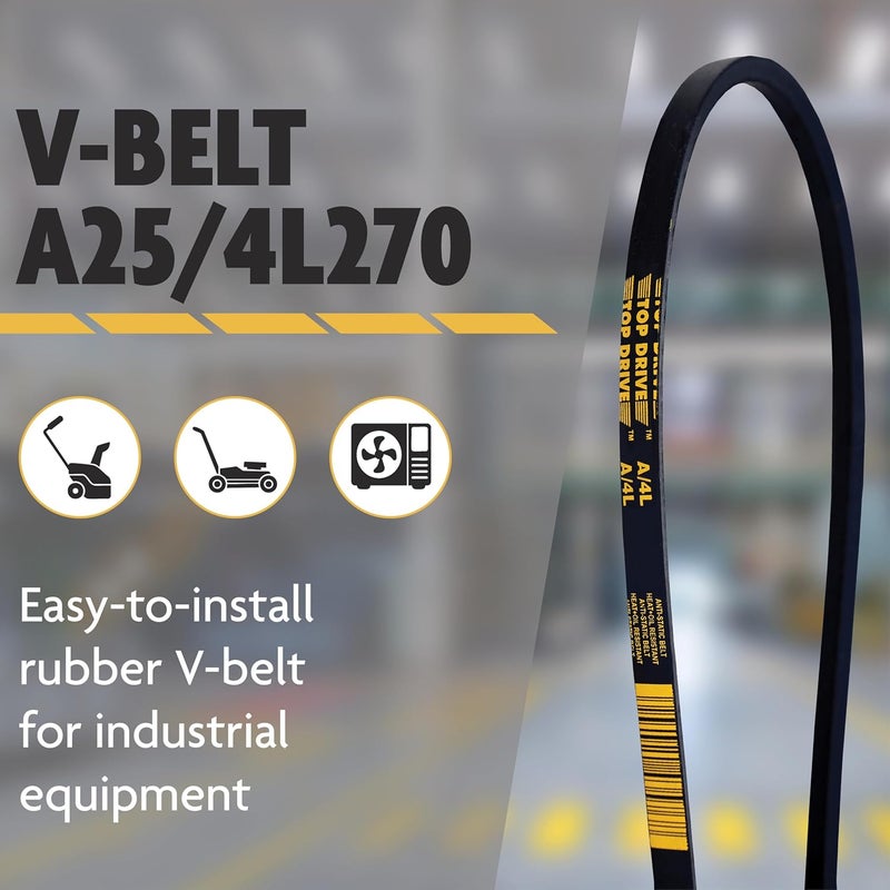 TOP DRIVE A25/4L270, A/4L, Classic Wrapped V-Belt, Rubber, 1/2" x 27" Outside Circumference - Image 2